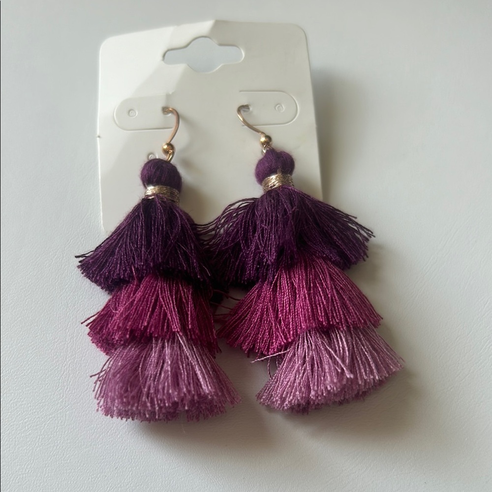 Elegant Purple Tassel Earrings